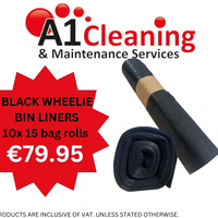 Black Wheelie Bin Liners 120L bags box of 10 rolls