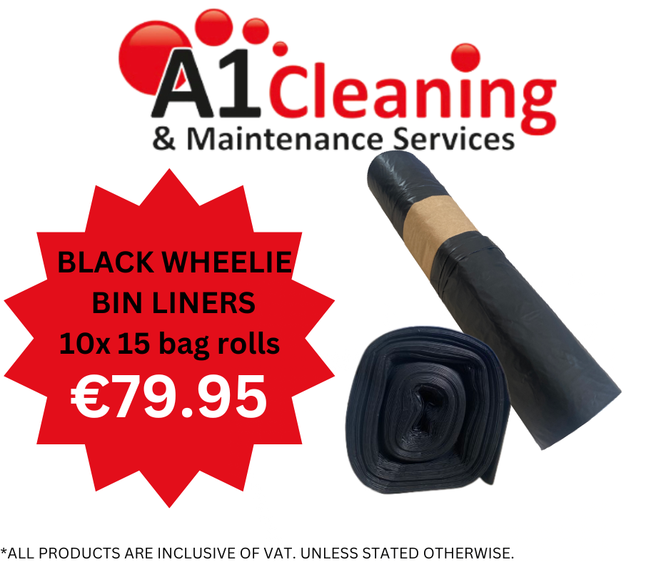 Black Wheelie Bin Liners 120L bags box of 10 rolls